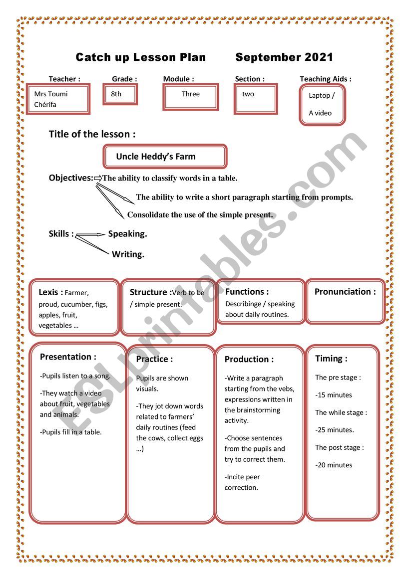 lesson plans worksheet