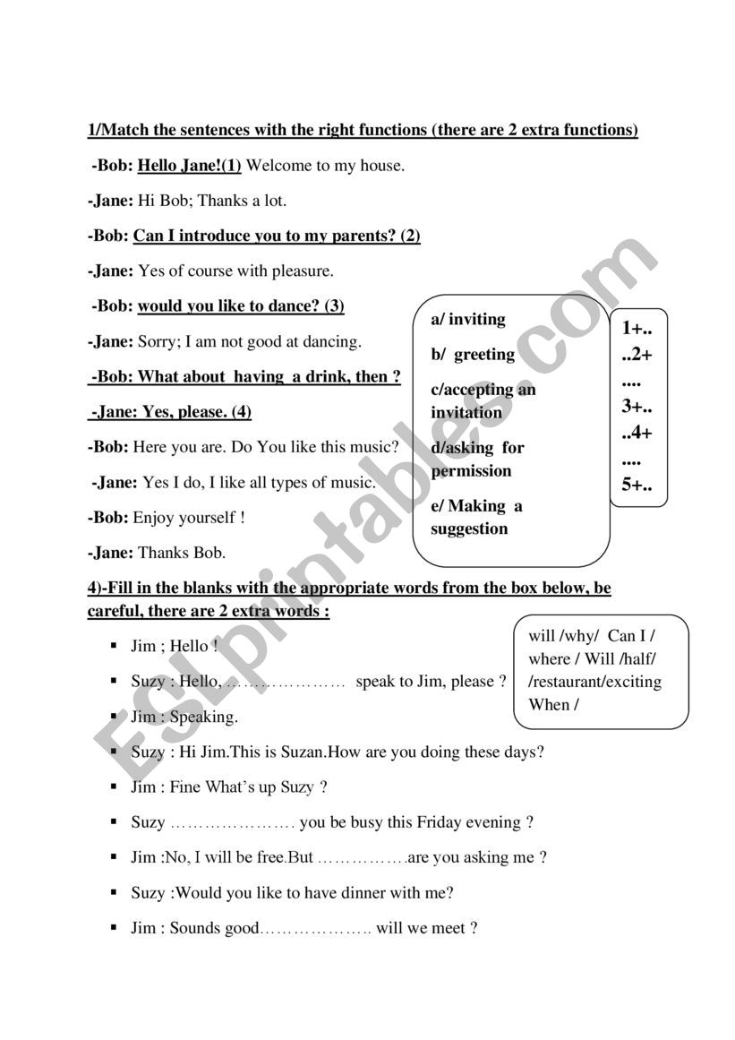 test worksheet