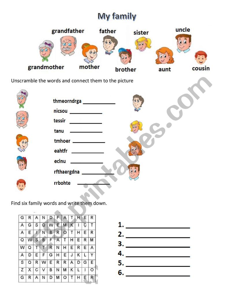 Family Vocabulary and activities