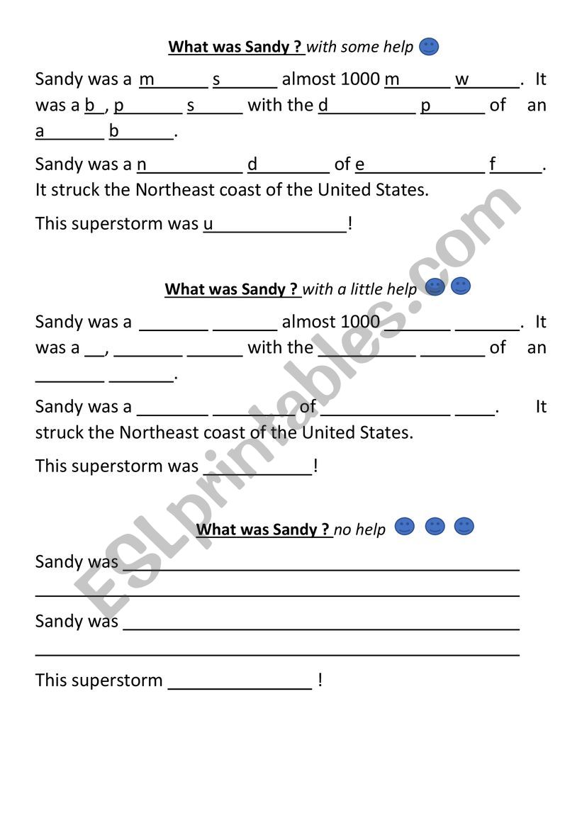 What was hurricane sandy worksheet