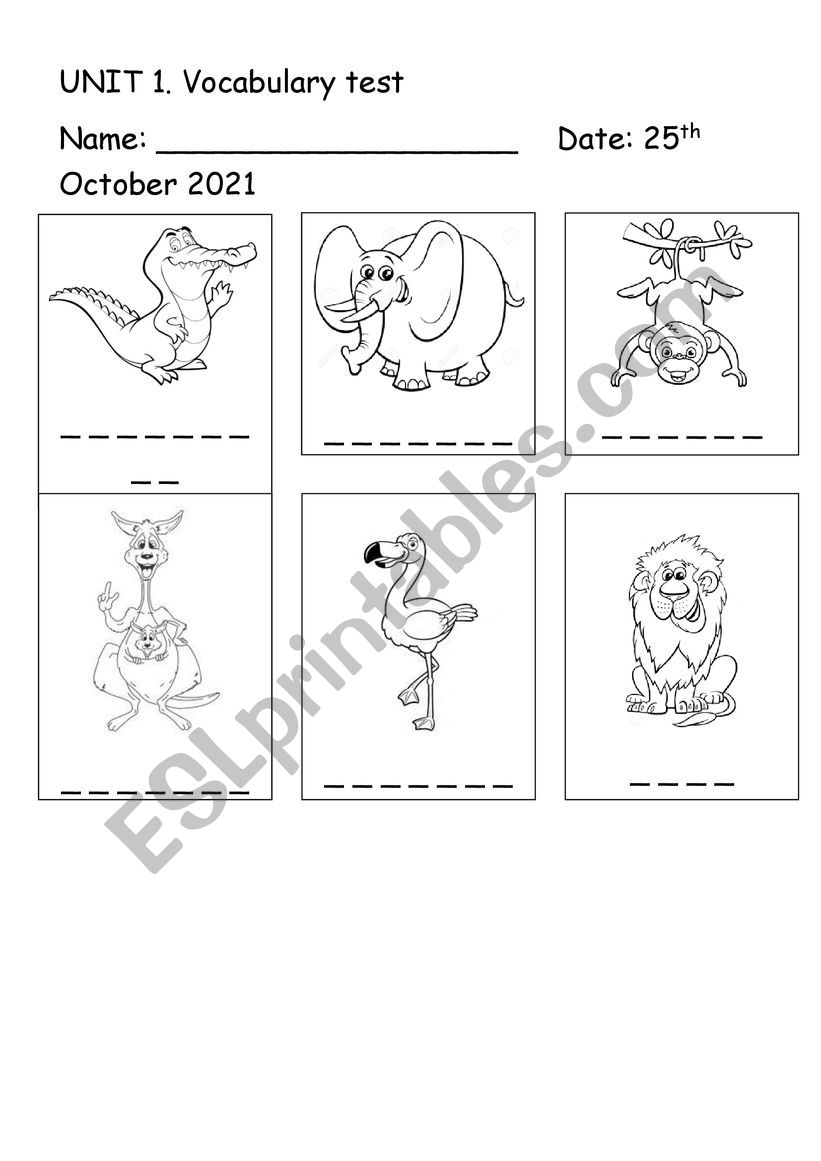 Animals worksheet