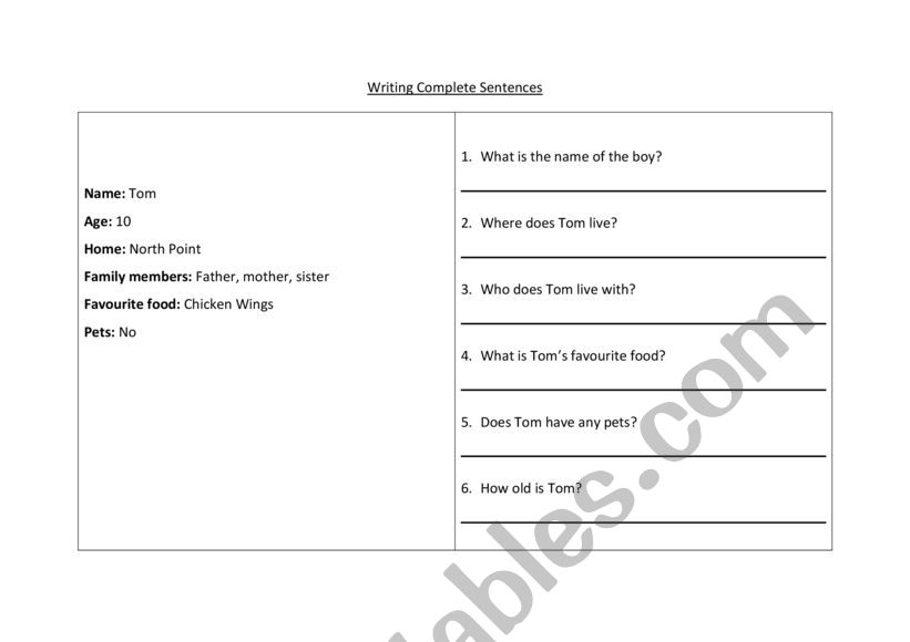 Simple reading  worksheet