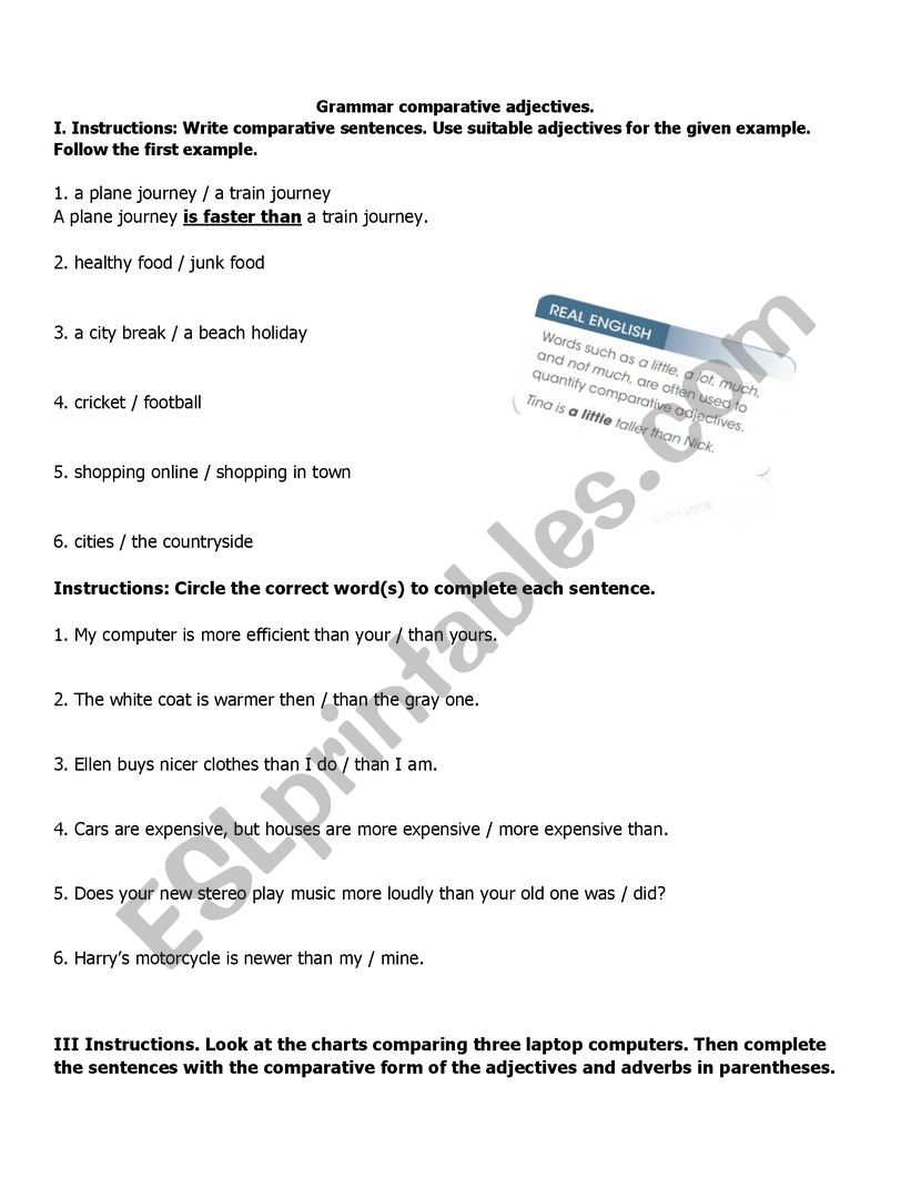 comparatives worksheet