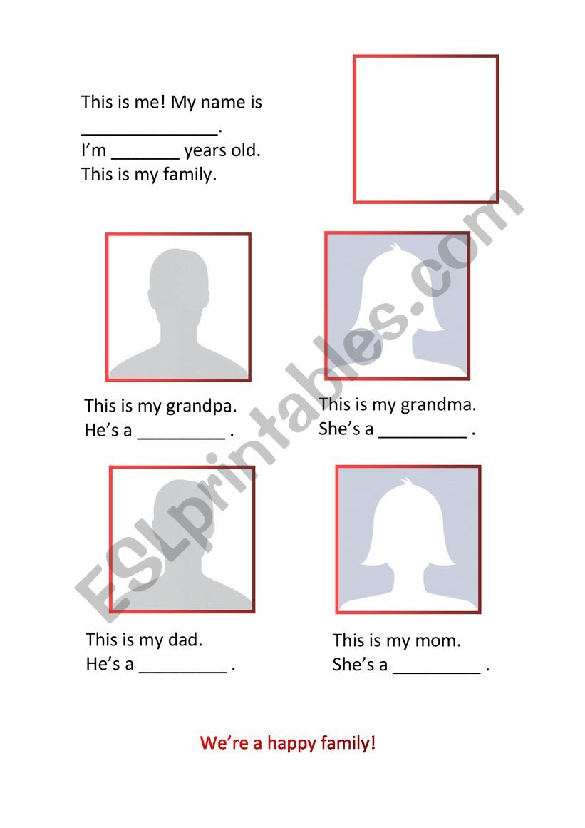 Introduce your Family - Jobs worksheet