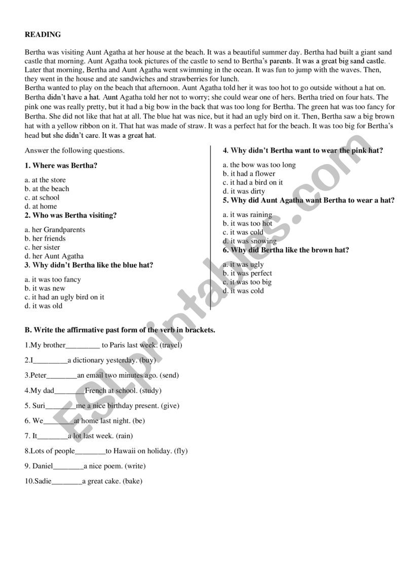 Simple Past Tense worksheet