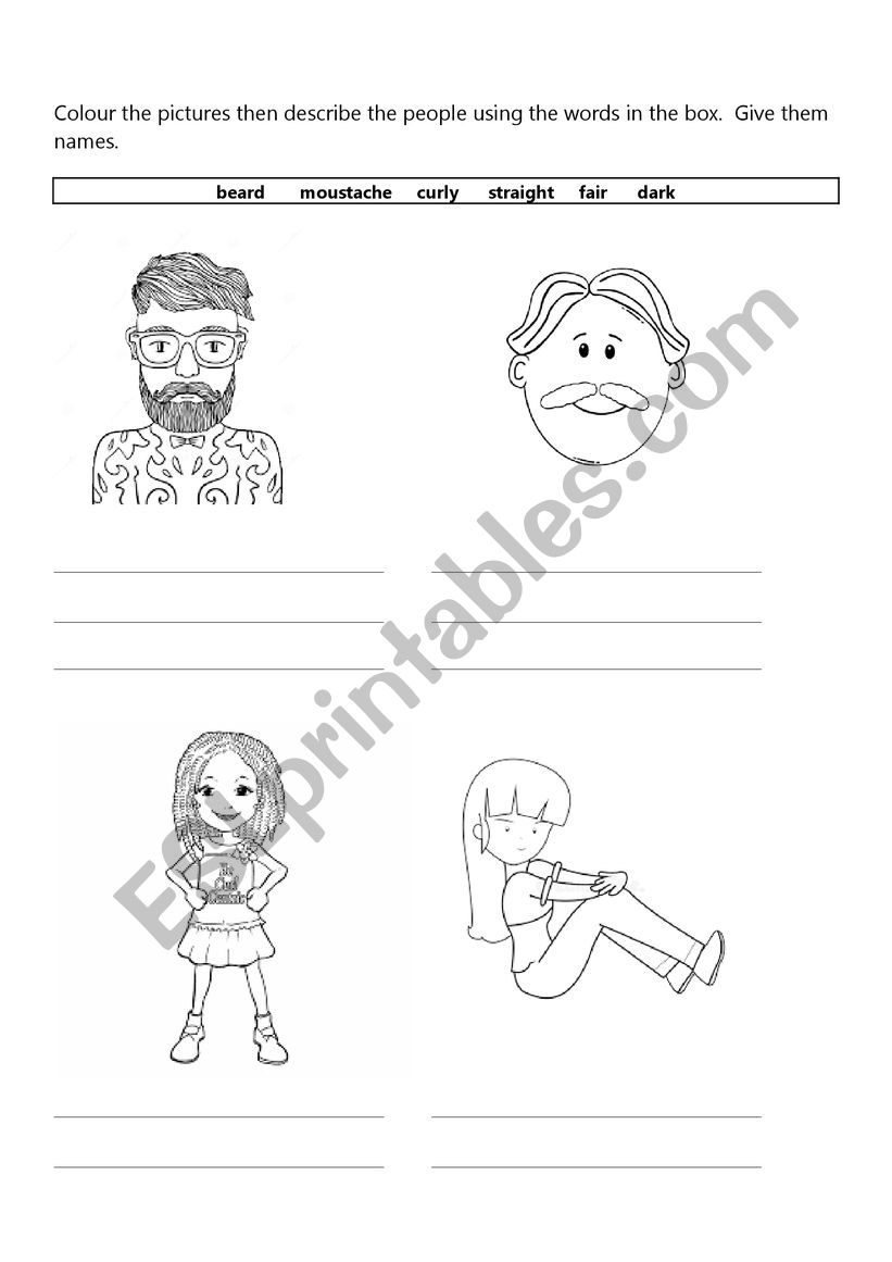 Describing people worksheet