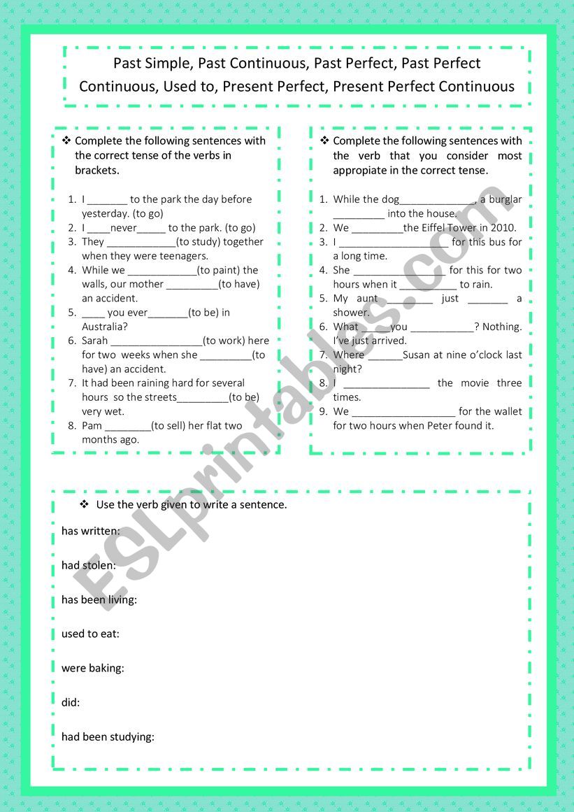 PAST TENSES worksheet