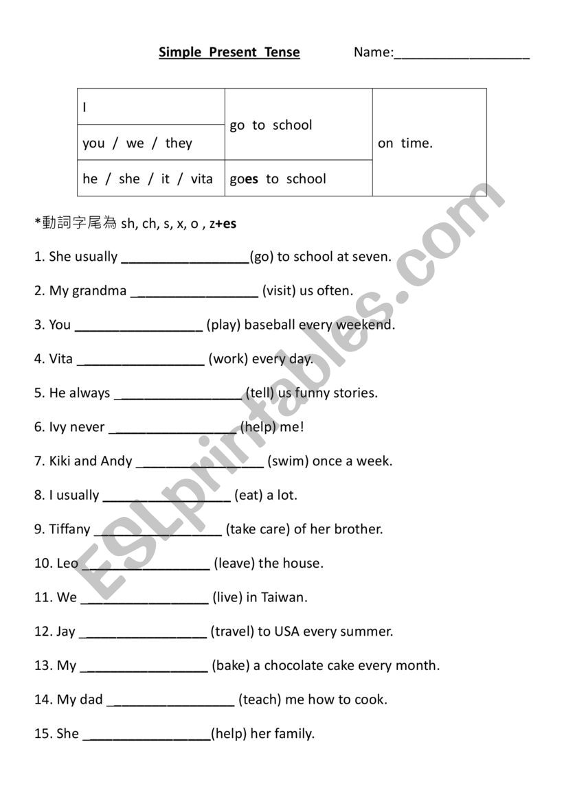 simple present tense worksheet