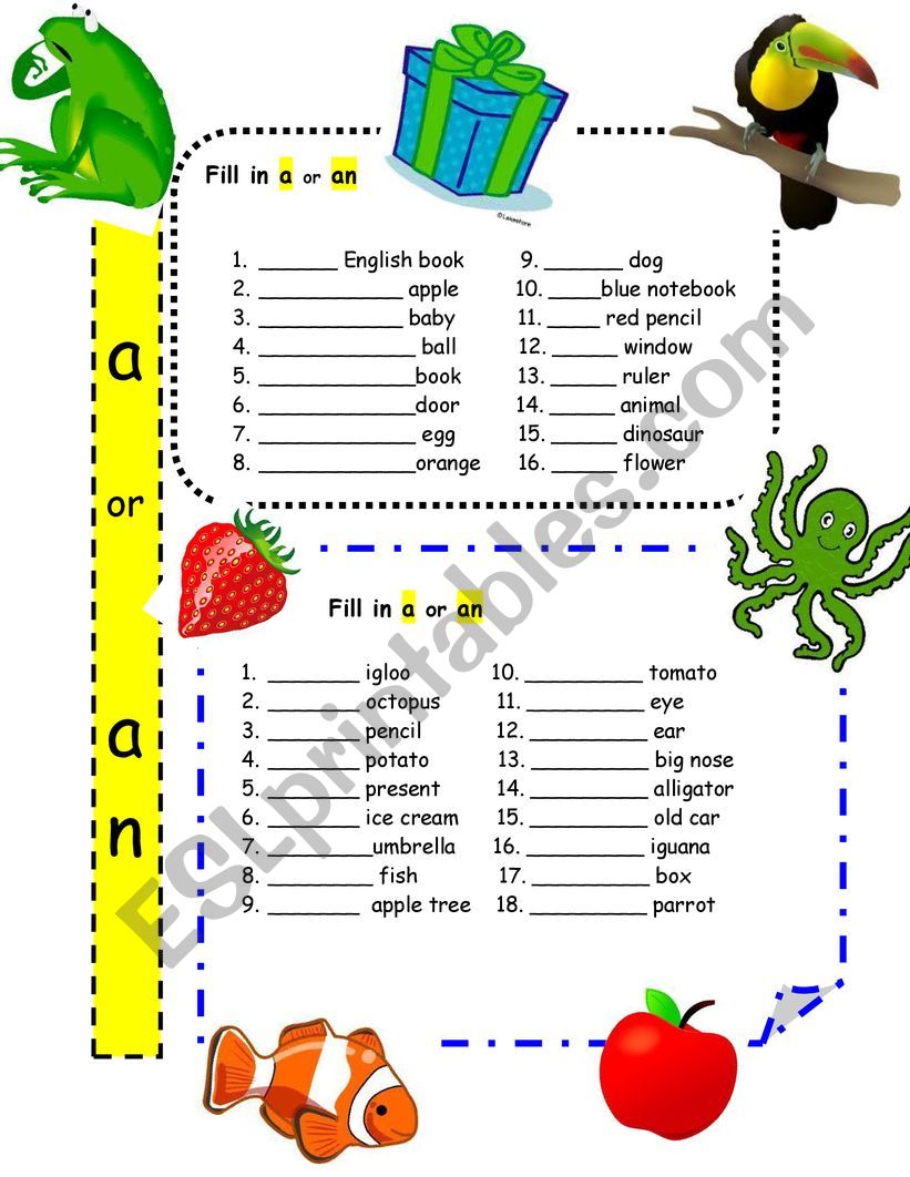 a or an  worksheet