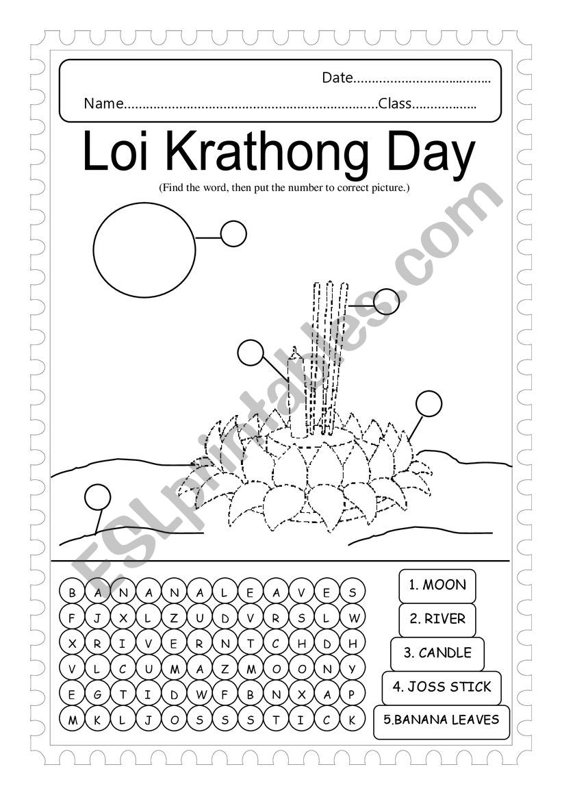 Loy Krathong Day worksheet