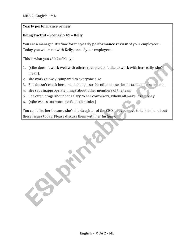 being tactful worksheet