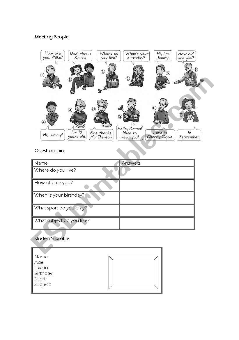 Meeting people worksheet