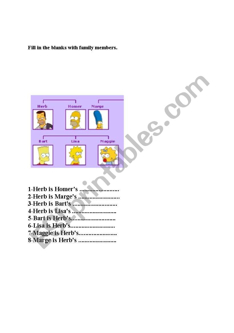 The Simpsons Family 2 worksheet