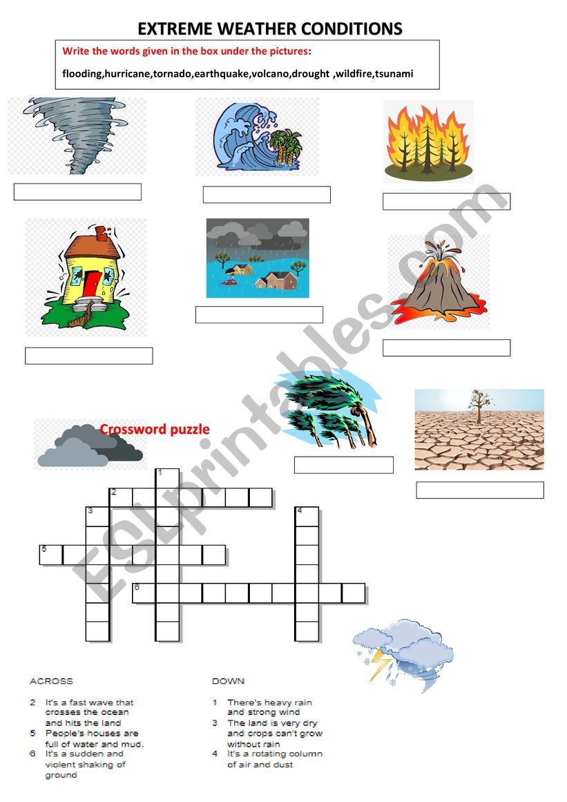 Extreme weather conditions worksheet