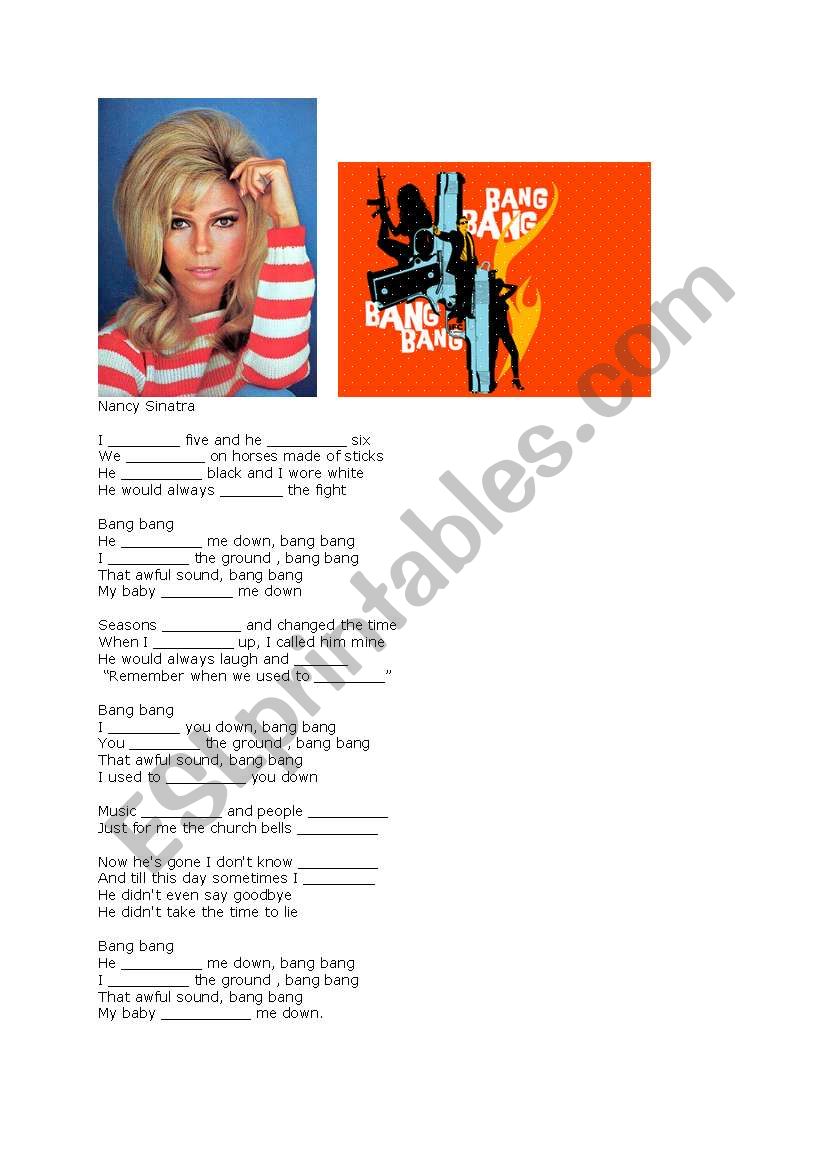 Bang Bang worksheet