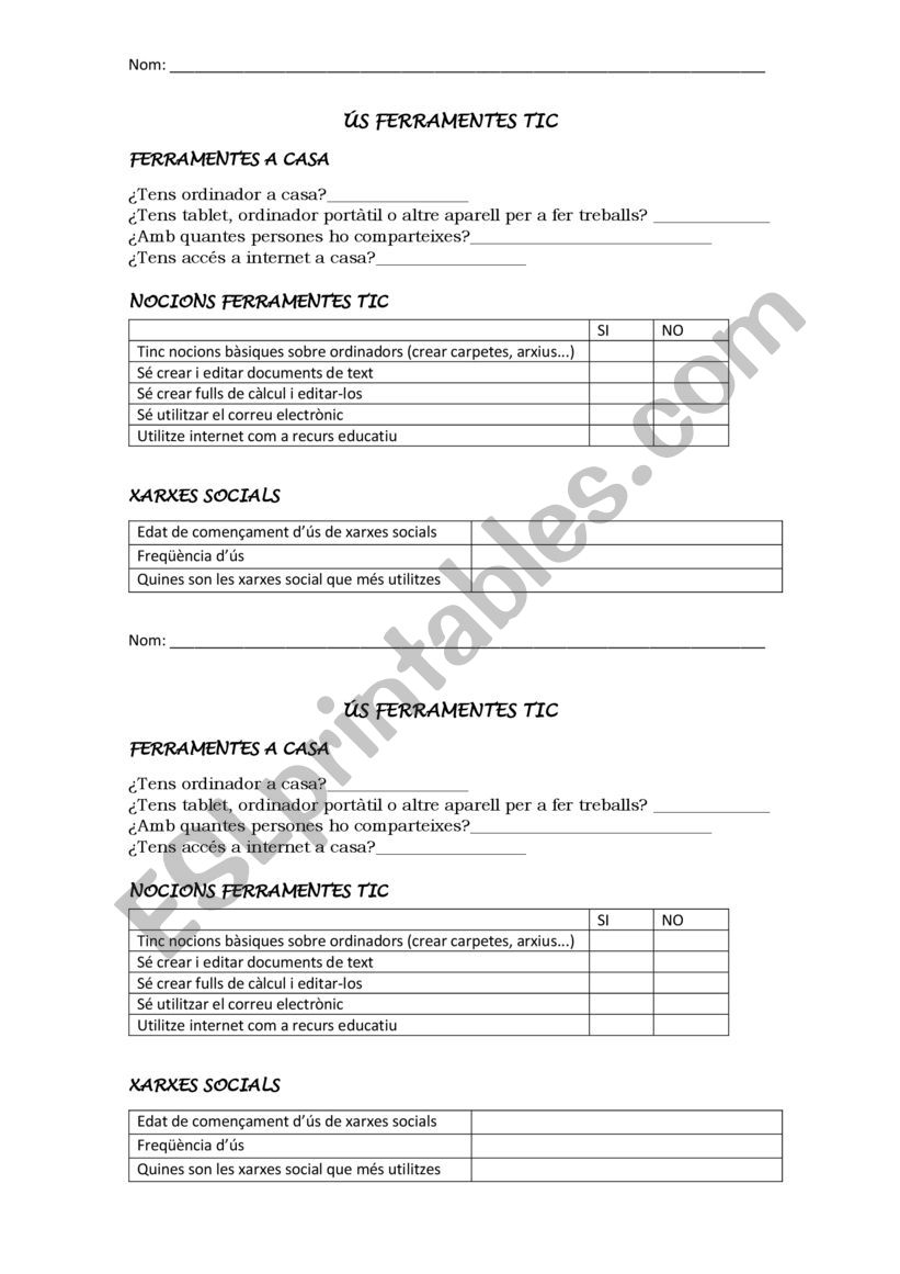 Cuestionario  worksheet