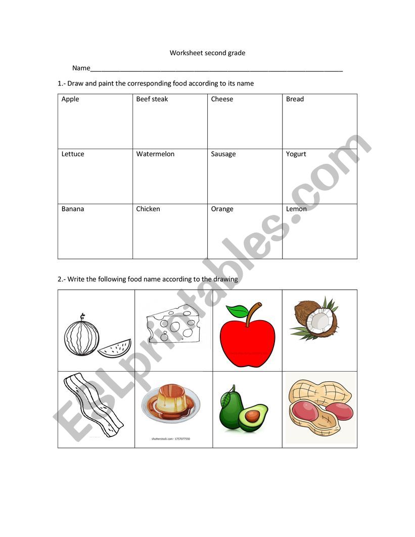 Food  worksheet