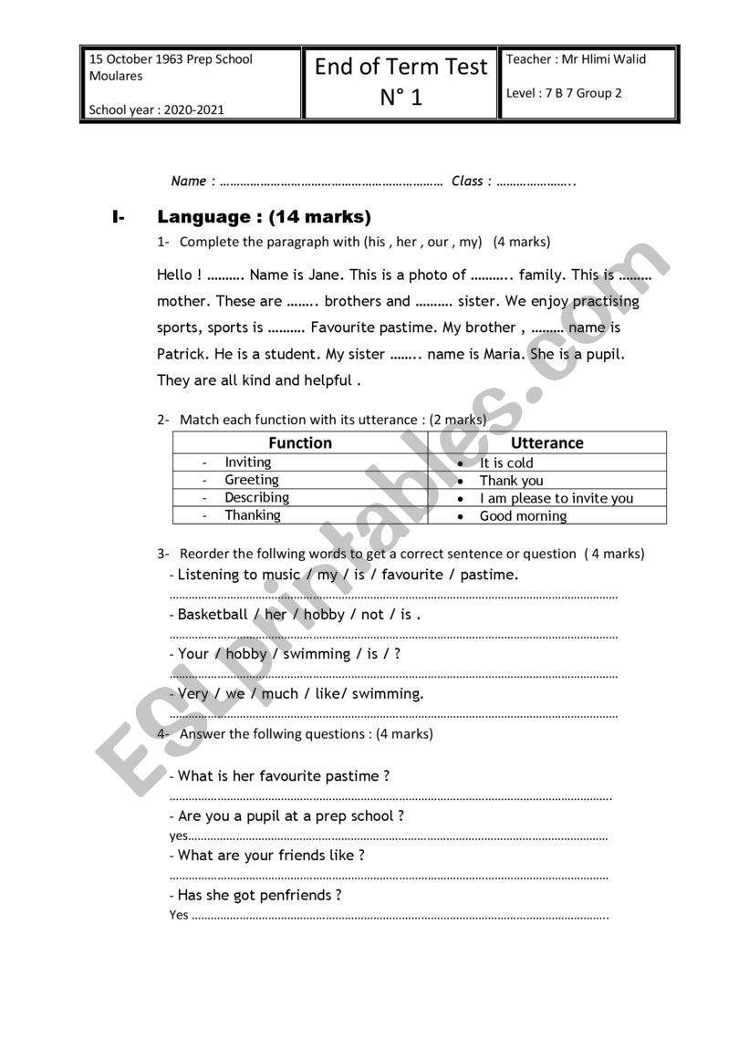 devoir synthese worksheet