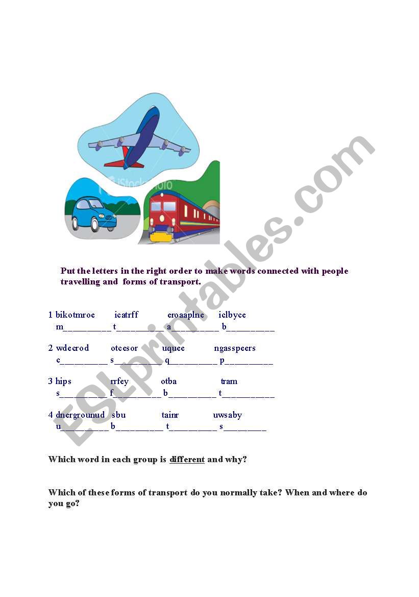 Transports worksheet