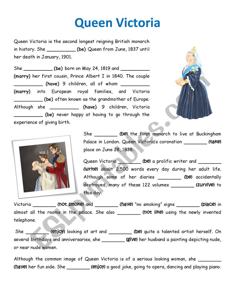 Past simple - Queen Victoria worksheet