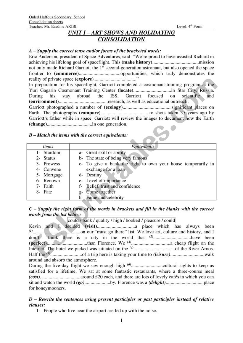 consolidation worksheet