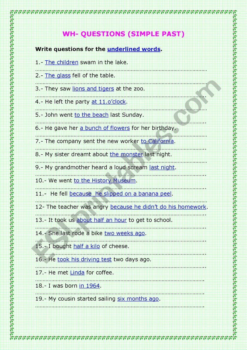 Past Simple Questions worksheet