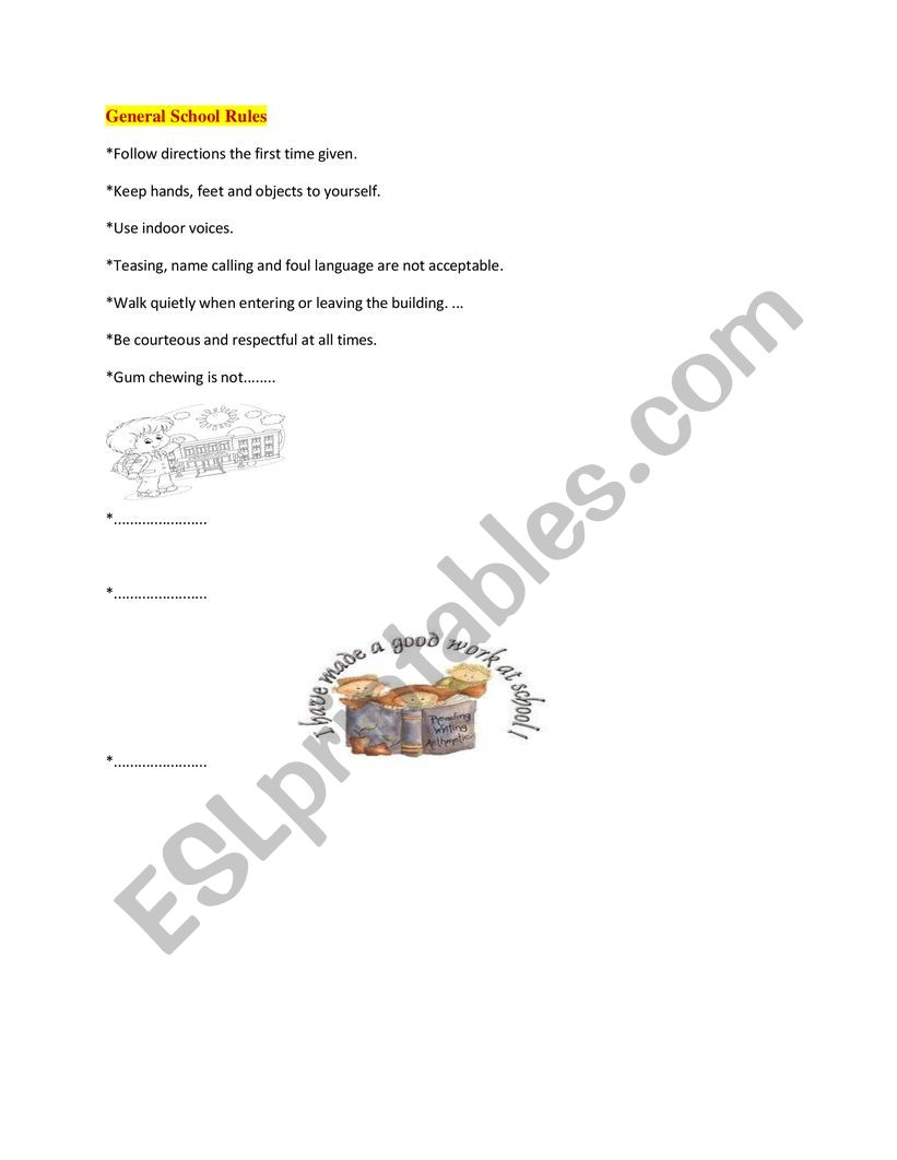 School Rules  worksheet