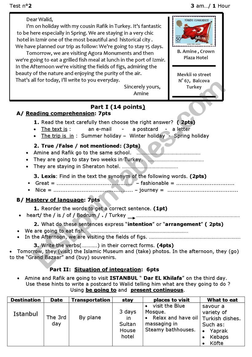 visite worksheet