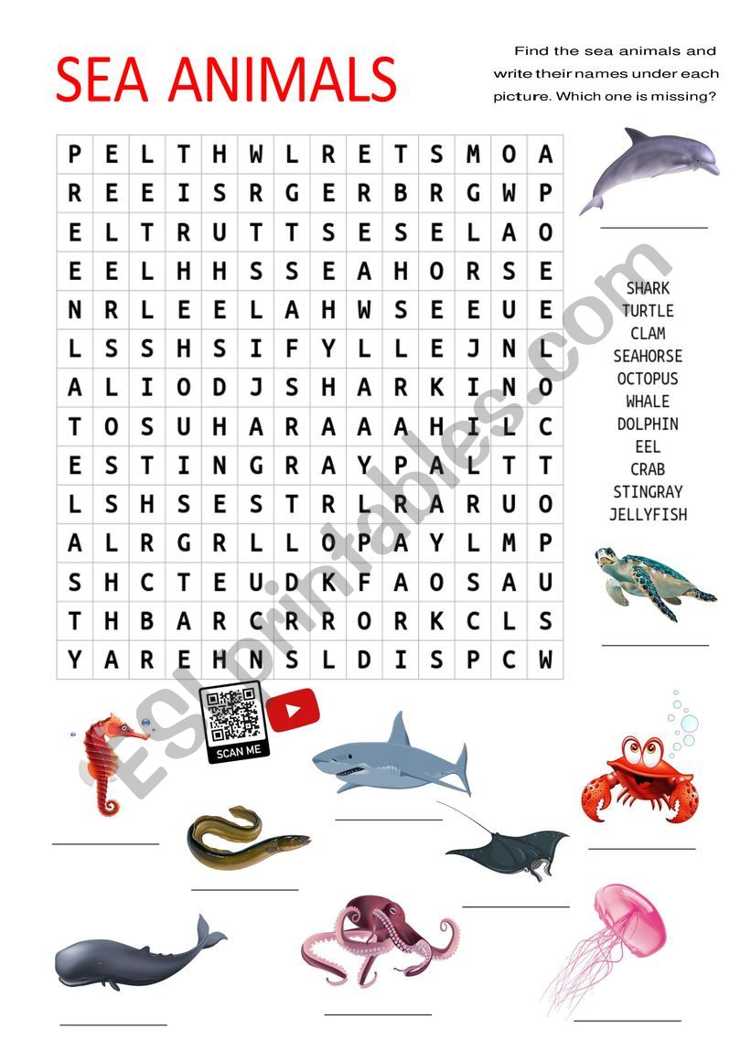 Sea Animals - ESL worksheet by aert