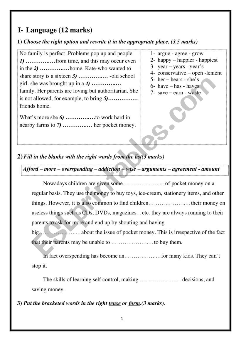 language tasks  dealing with module 1 9th form 