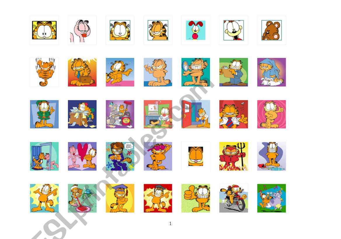 Garfield badges  worksheet