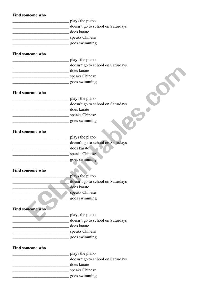 Present Simple Questions worksheet