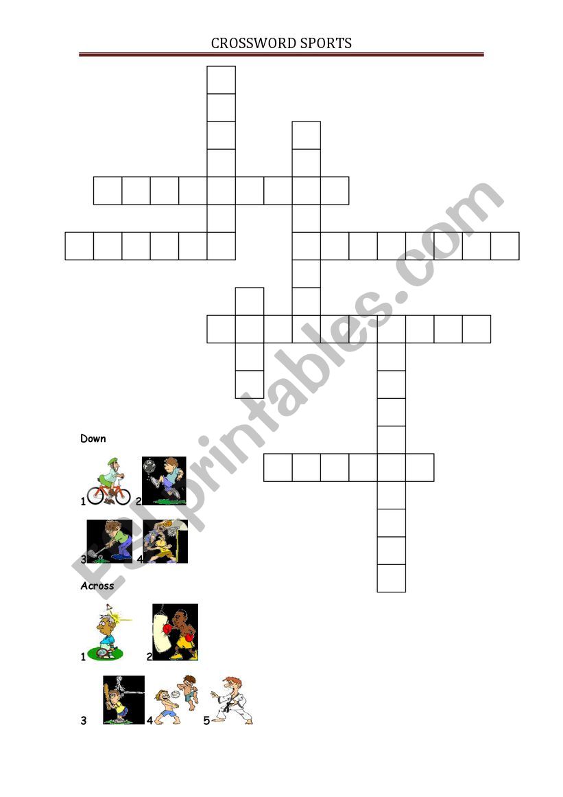 SPORTS CROSSWORD worksheet