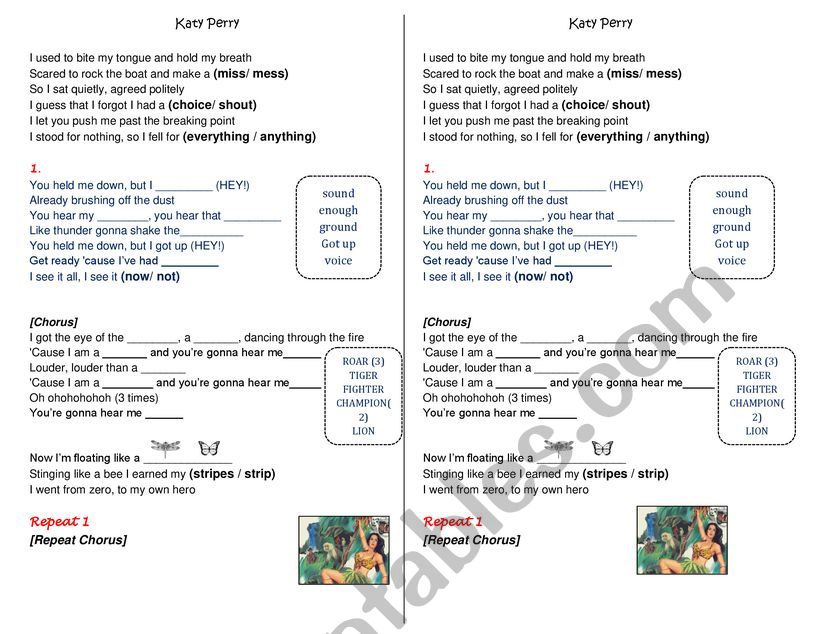 Roar worksheet