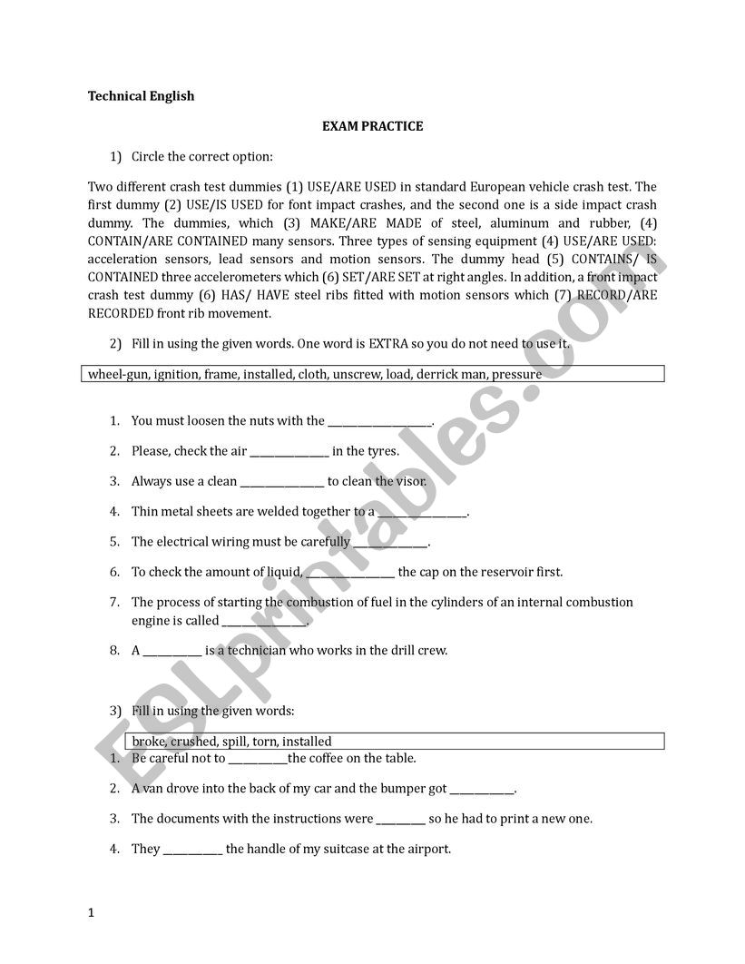 Technical English, exam practice, WITH KEY