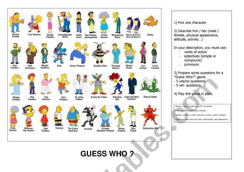 Guess who? worksheet