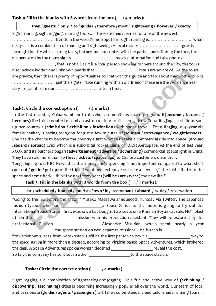 mid term test 1 4 th form Tunisian curriculum 