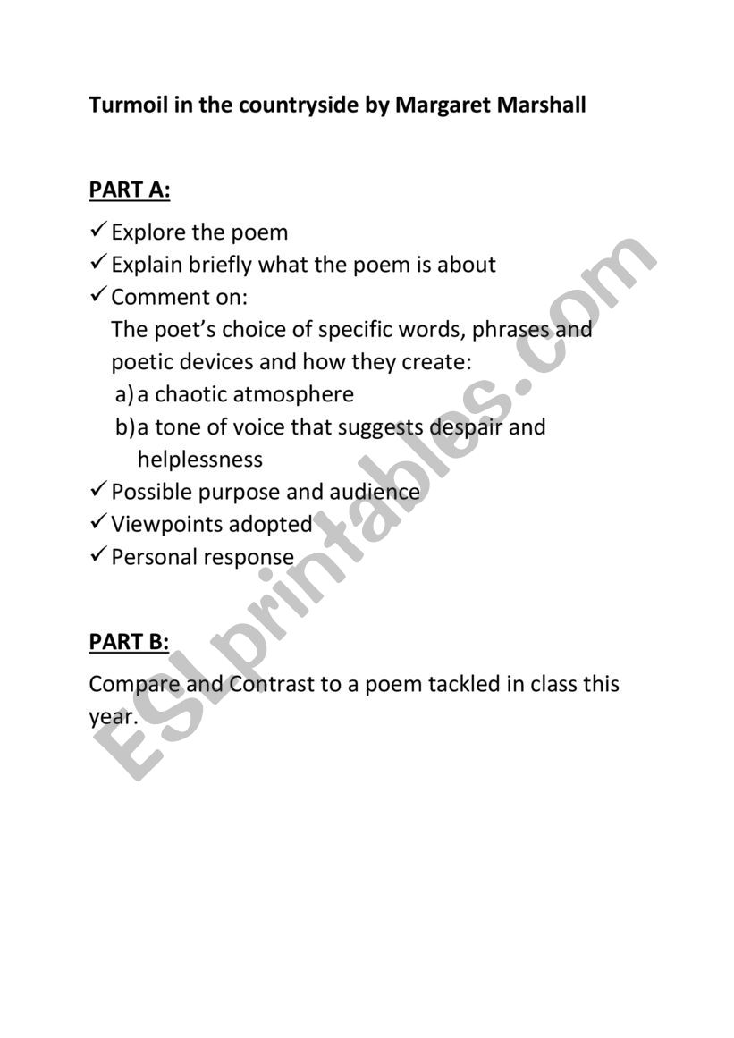 Turmoil in the countryside worksheet