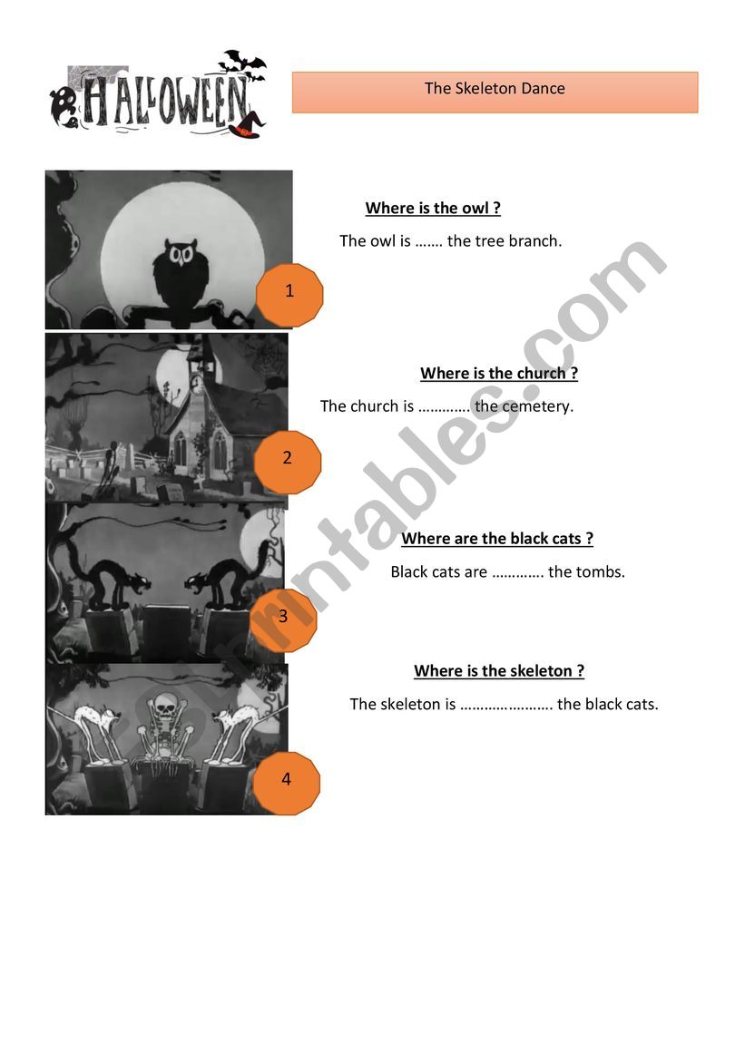 Prepositions of place-Halloween