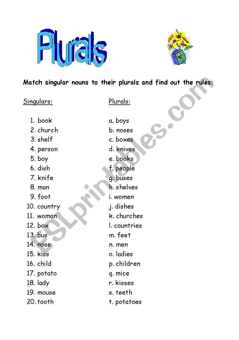 Plurals worksheet