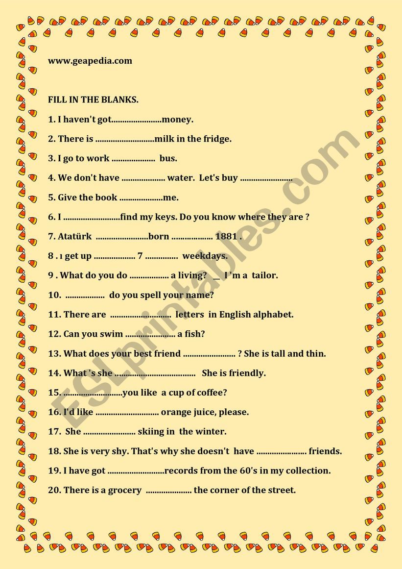 vocabulary worksheet