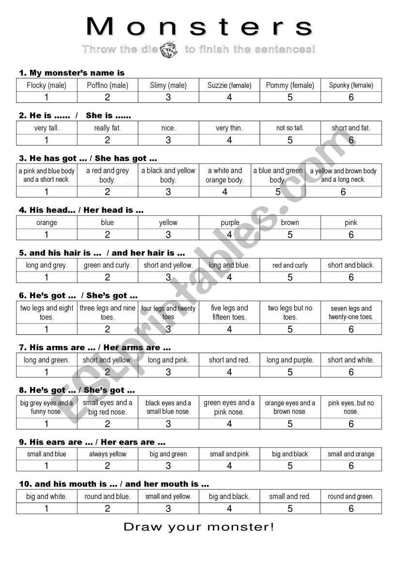 Writing Game have got/has got worksheet