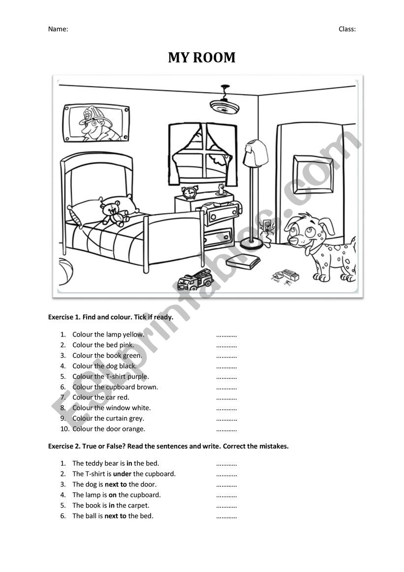 My room-Reading worksheet