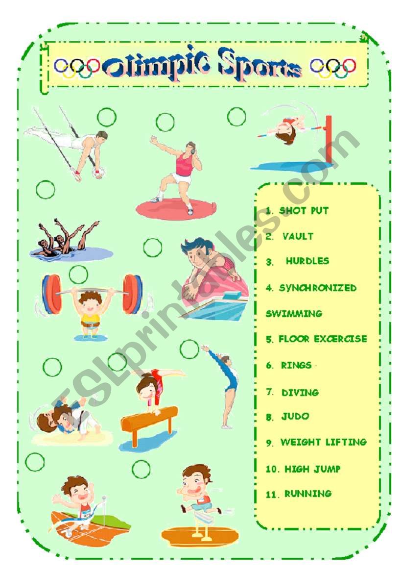 Olimpic Sports 2 worksheet