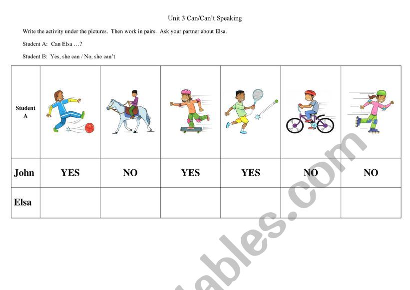 Can/Cant Information Gap worksheet
