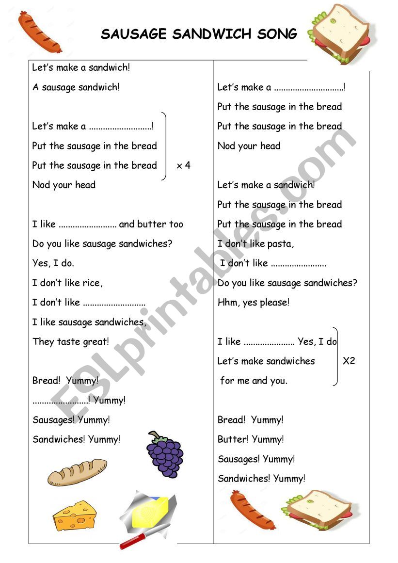 The Sausage Sandwich Song by  ELT songs 