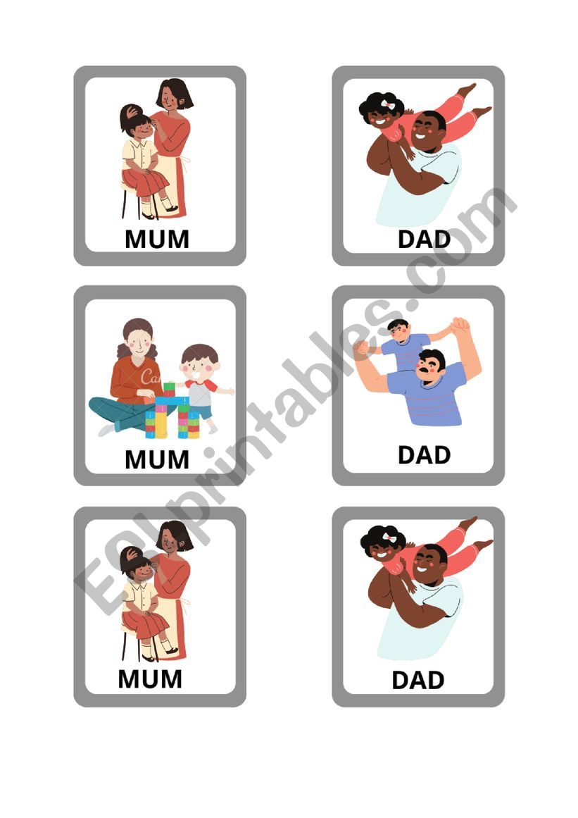 Mom/Dad - Memory Game worksheet