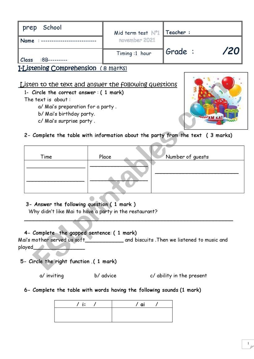 8th mid term1 worksheet