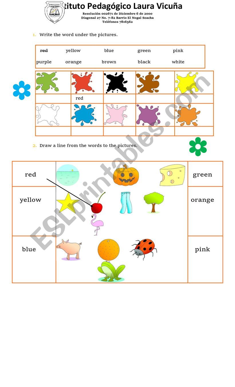 colors worksheet