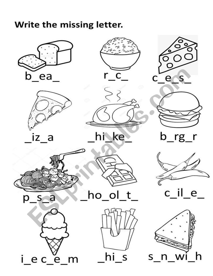 food worksheet